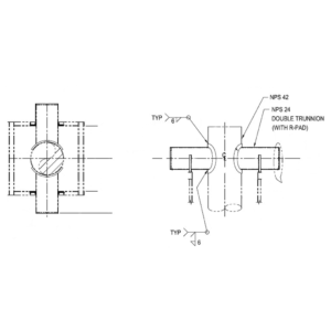 24 NPS DOUBLE TRUNNION W/REPAD ON 42 NPS PIPE
